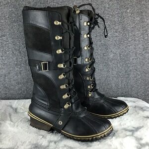 Sorel Conquest Waterproof Full Grain Leather Carly Boots Size 9